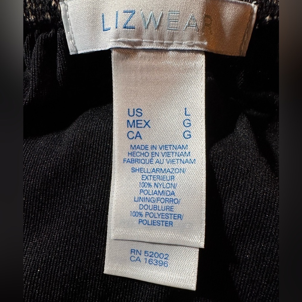 Liz Wear Elegant Black and Cream Long Sleeve Blouse Size Large - Picture 5 of 6